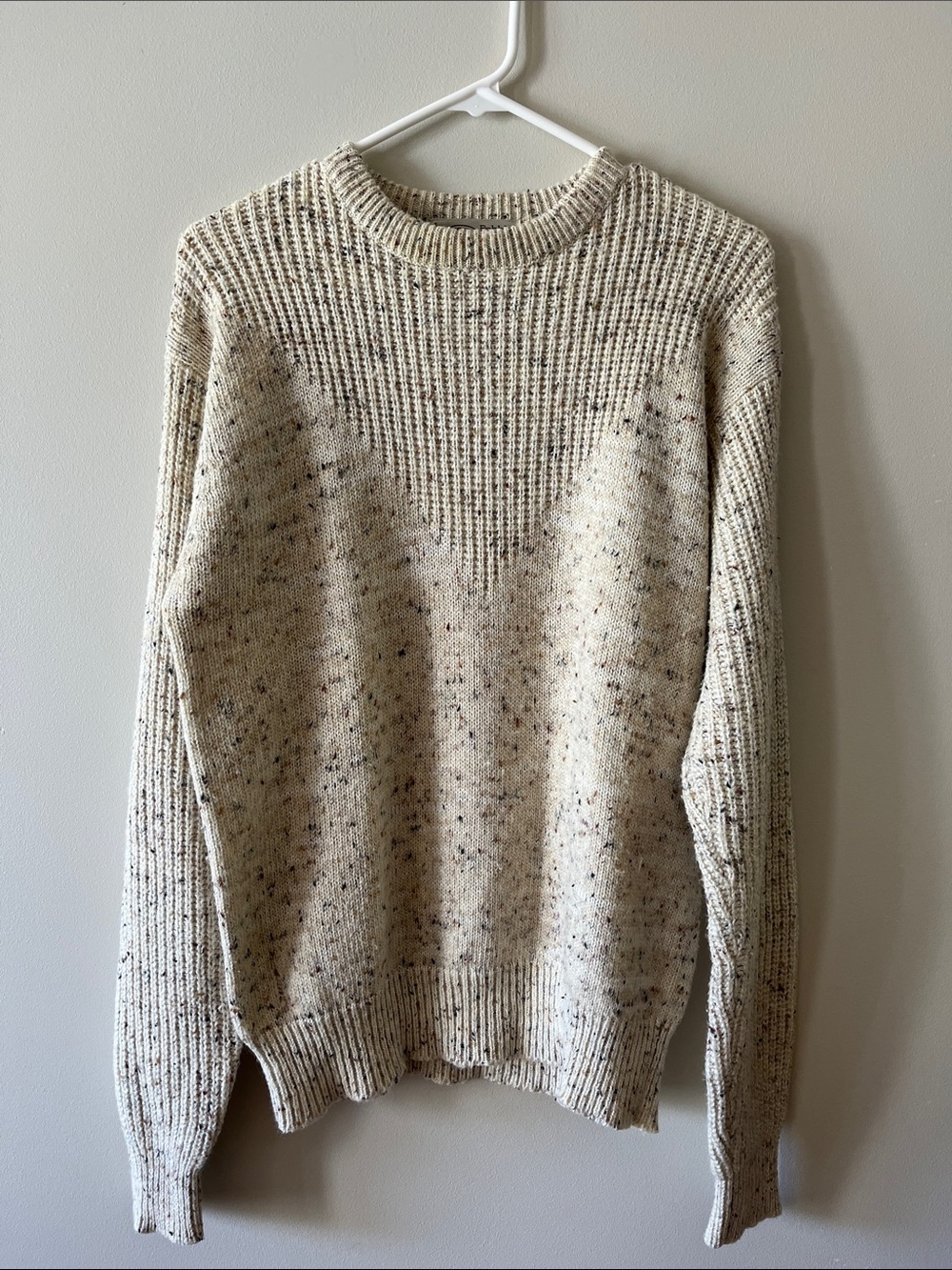Vintage Men's Cream Speckled Crewneck Sweater